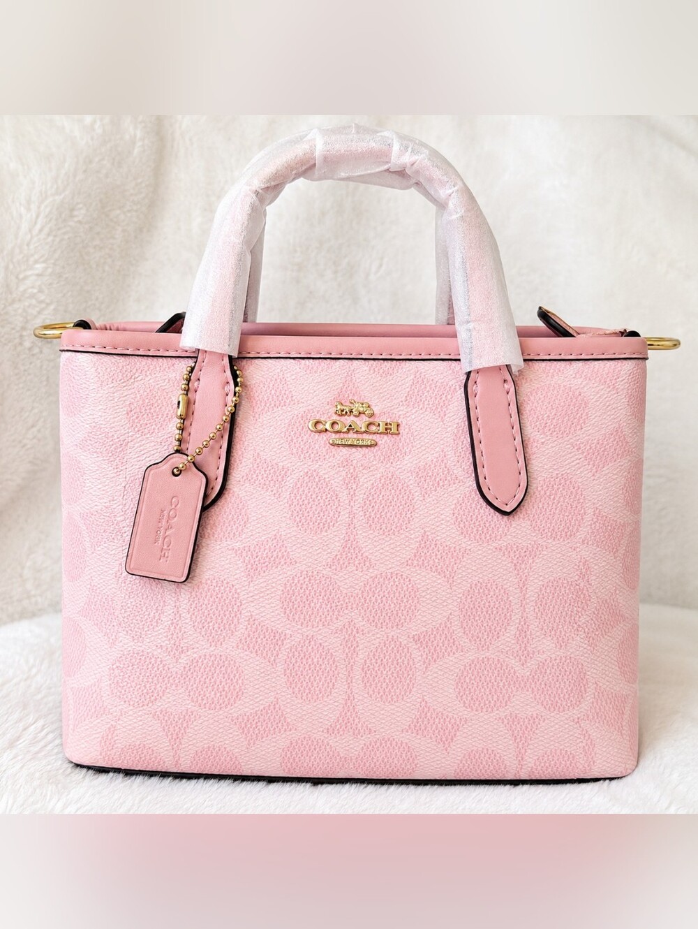 NWT Coach CW032 City Mini Tote Crossbody Blush Pink Signature Canvas - Picture 2 of 12
